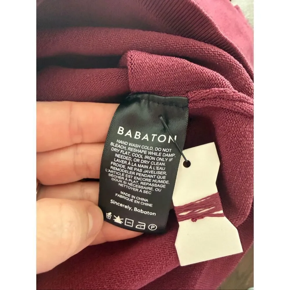 NWT Aritzia Babaton Square Neck Sculptknit Long Sleeve Crop Grapevine Small
